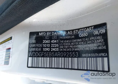 2010 Mercedes-Benz C 300 Luxury/Sport from USA, damaged, VIN WDDGF5EB5AR092553